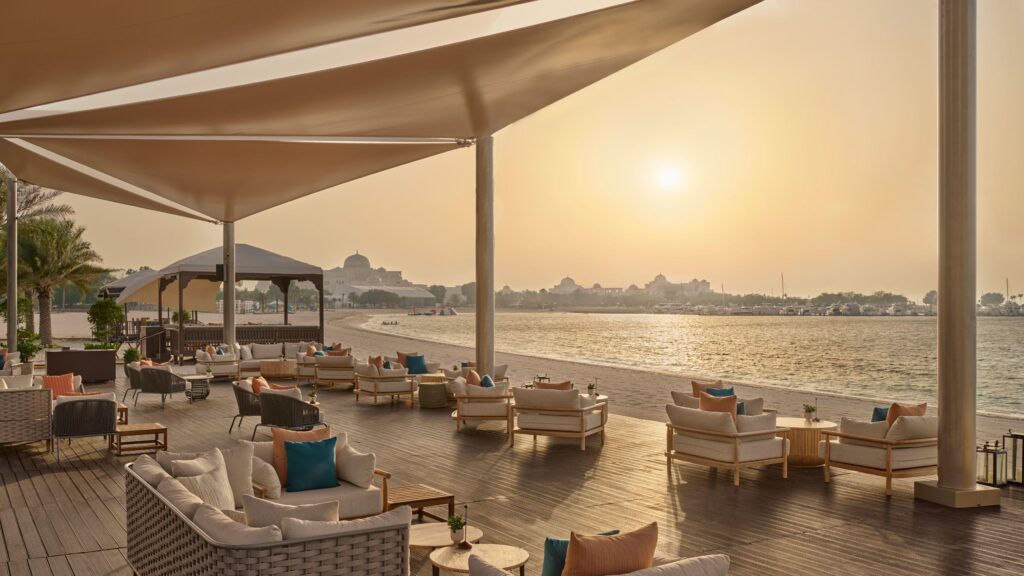 Loop Beach Restaurant terrace on the shoreline at Bab Al Qasr Abu Dhabi