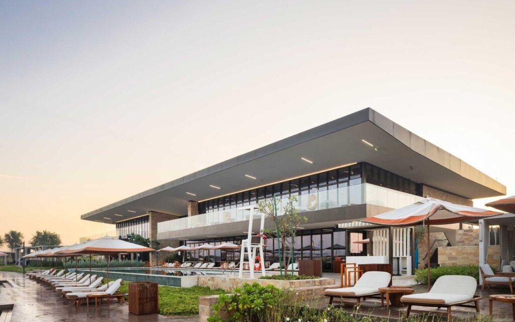 Nalu Restaurant overlooking Surf Abu Dhabi on Hudayriyat Island