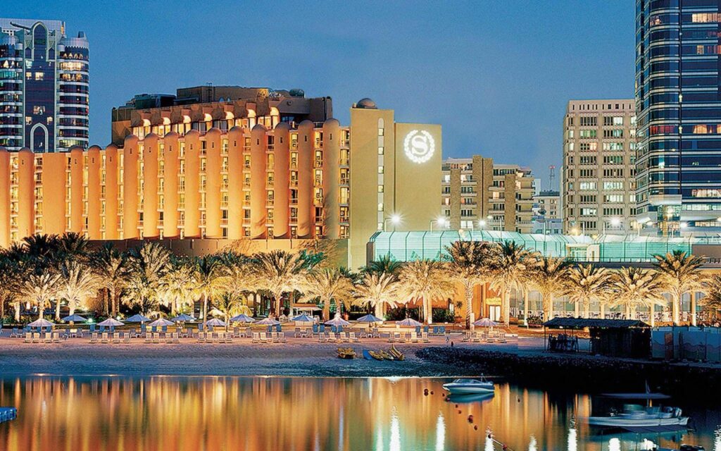 Sheraton Abu Dhabi seen from its private beach on Corniche Road East