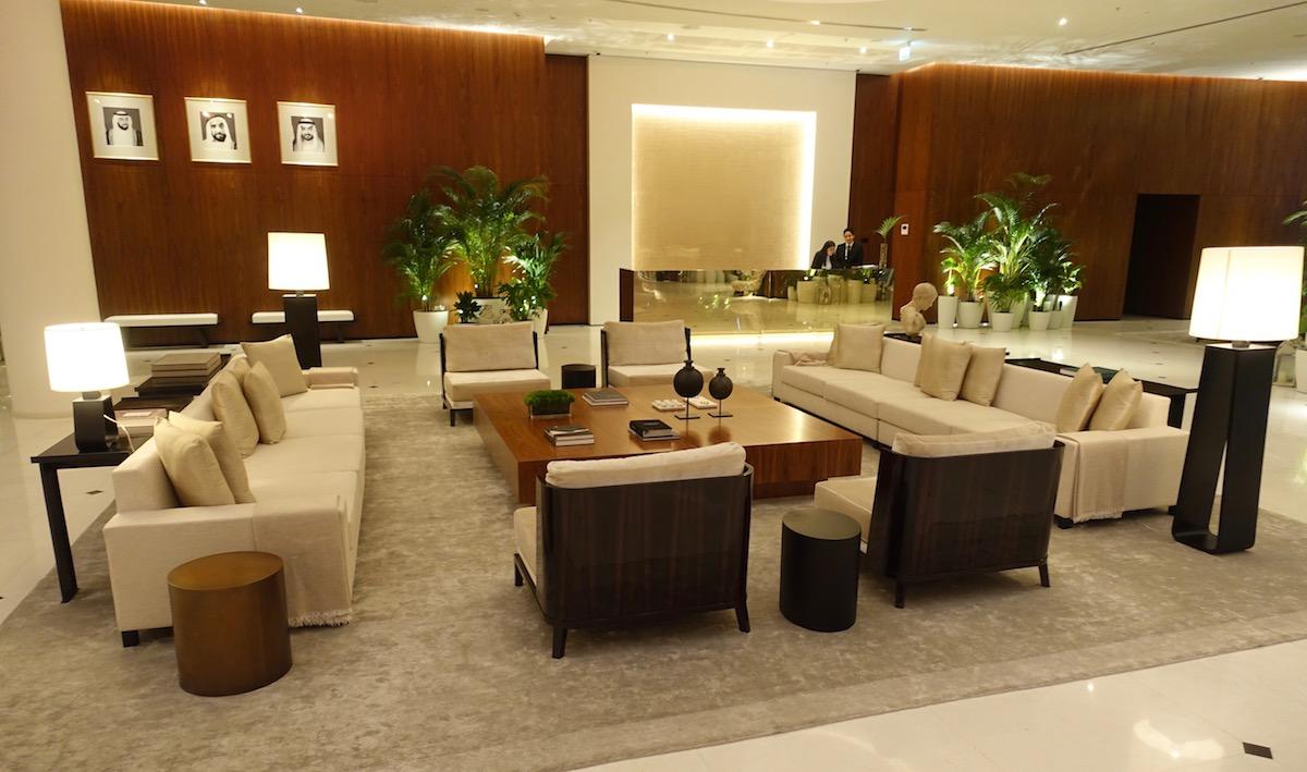 The lobby in pale timber, white and stone after the 2026 refurbishment