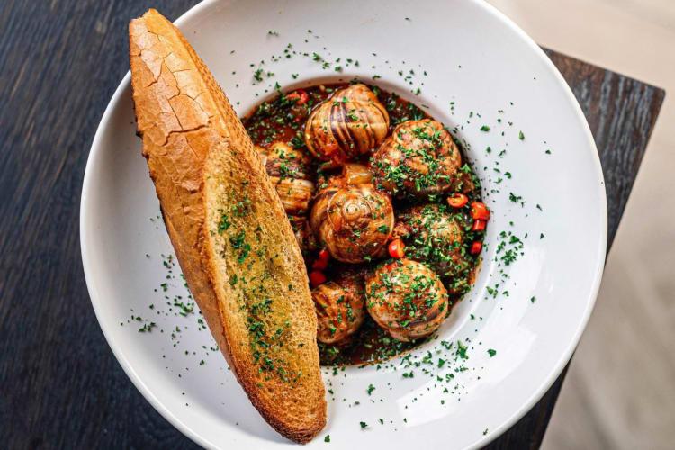 French escargots, fresh baguette and seasonal dishes at Les Dangereux