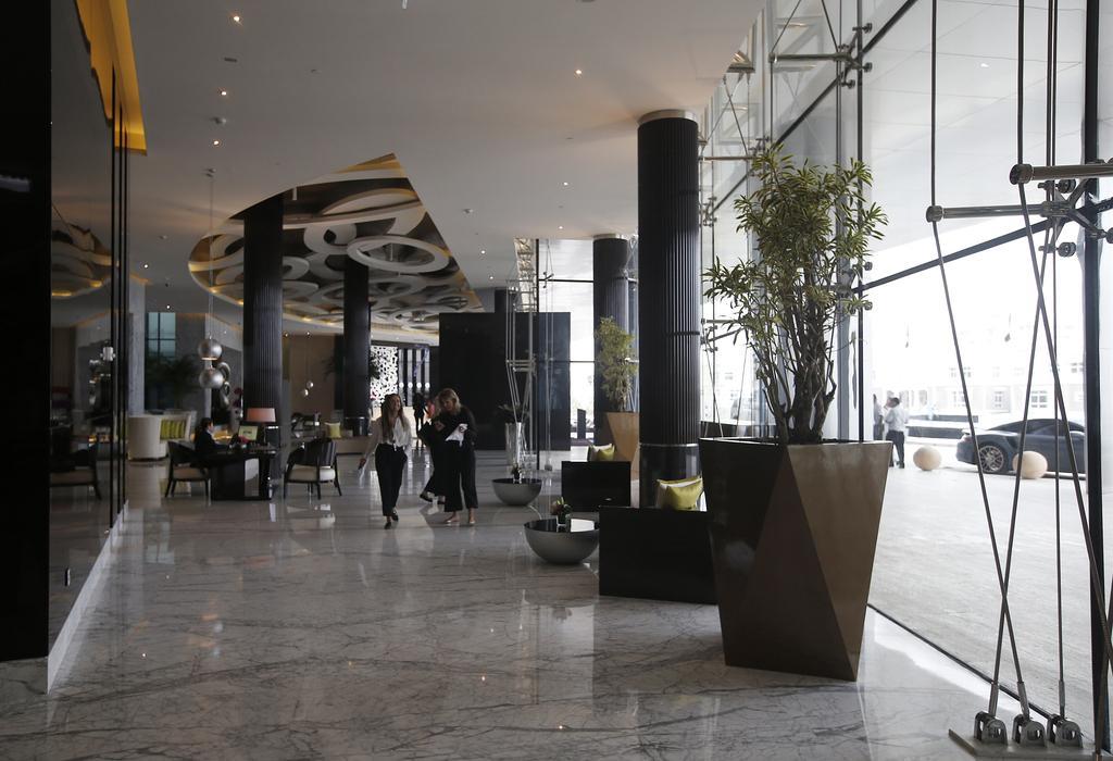The lobby, with reception and seating areas at ground level