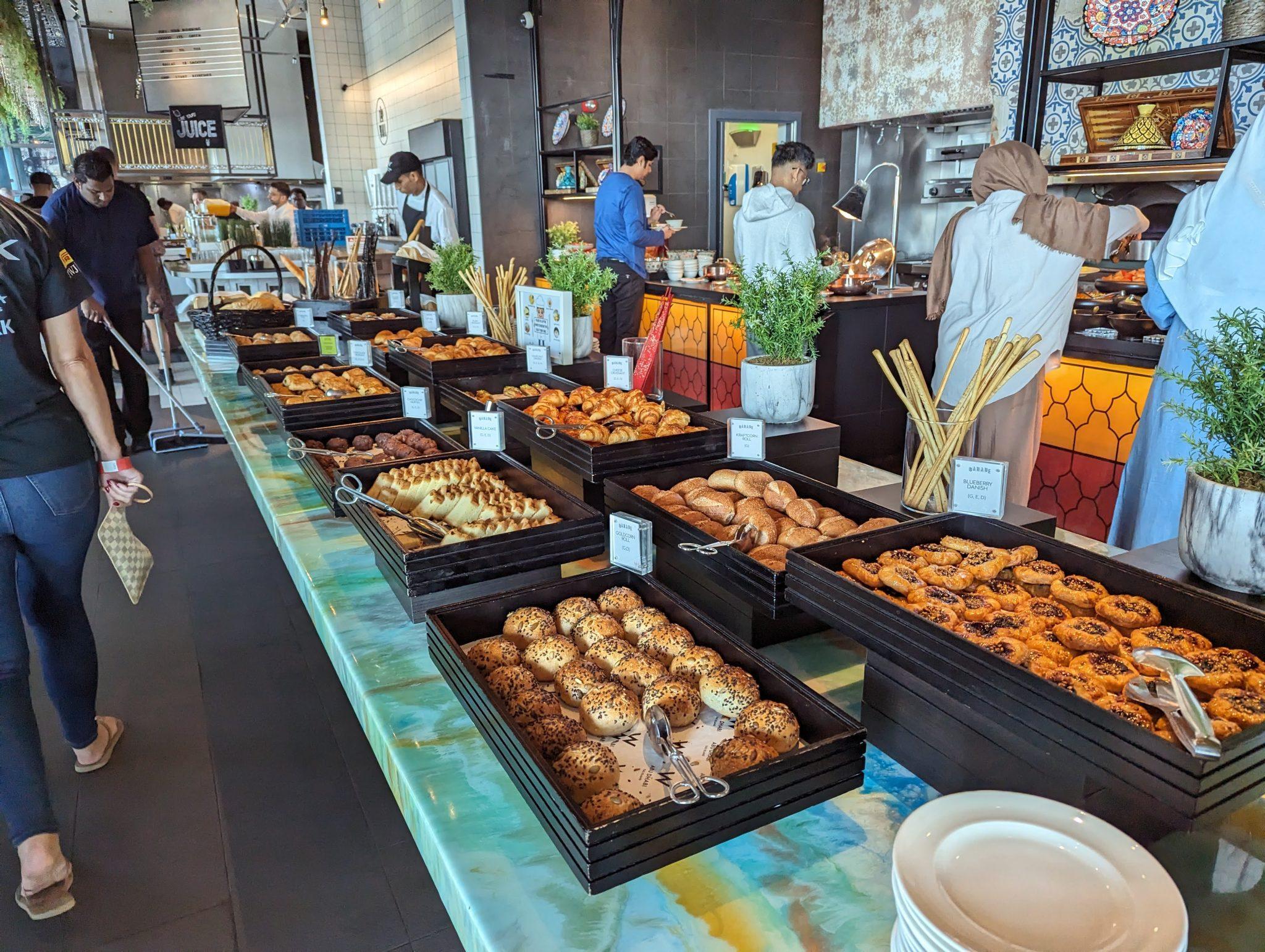 Breakfast buffet and international dishes at Mint Yas Island