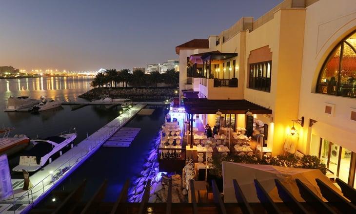 The covered souq at Qaryat Al Beri and the canal that connects it to the hotel