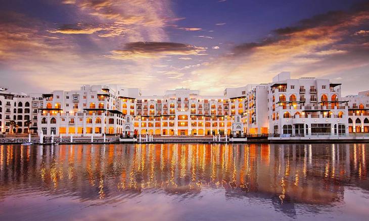 The marina and public promenade beside the hotel at Eastern Mangroves