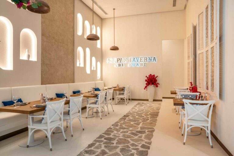 Pappas Taverna coastal-inspired interior at W Abu Dhabi - Yas Island
