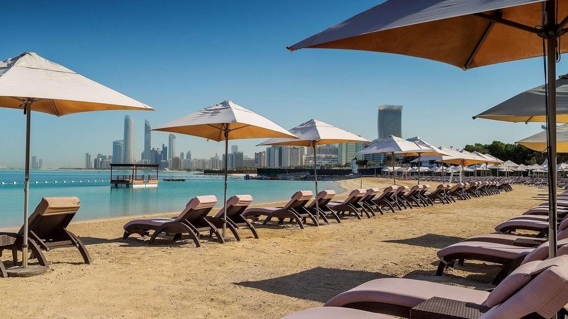 The 11,000 square metre private beach at West Bay Abu Dhabi