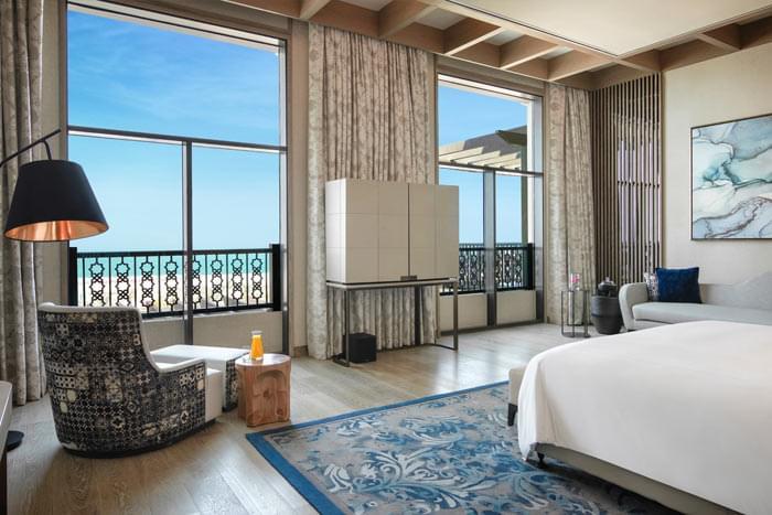A sea view suite of eighty square metres with balcony