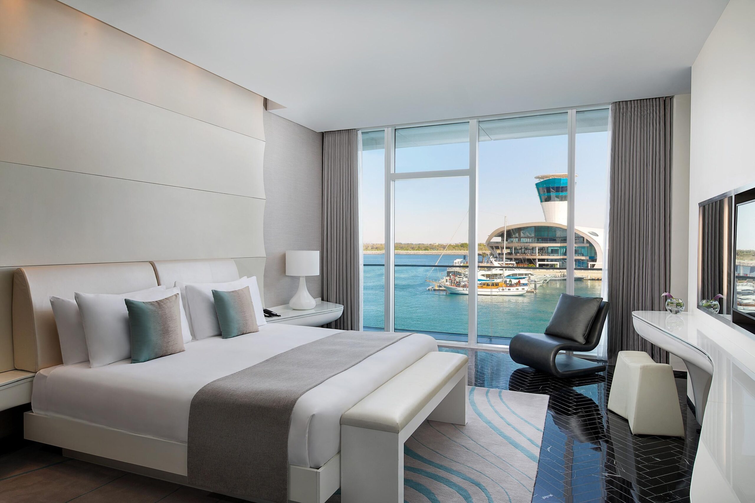 A Wonderful room with floor to ceiling glazing over Yas Marina