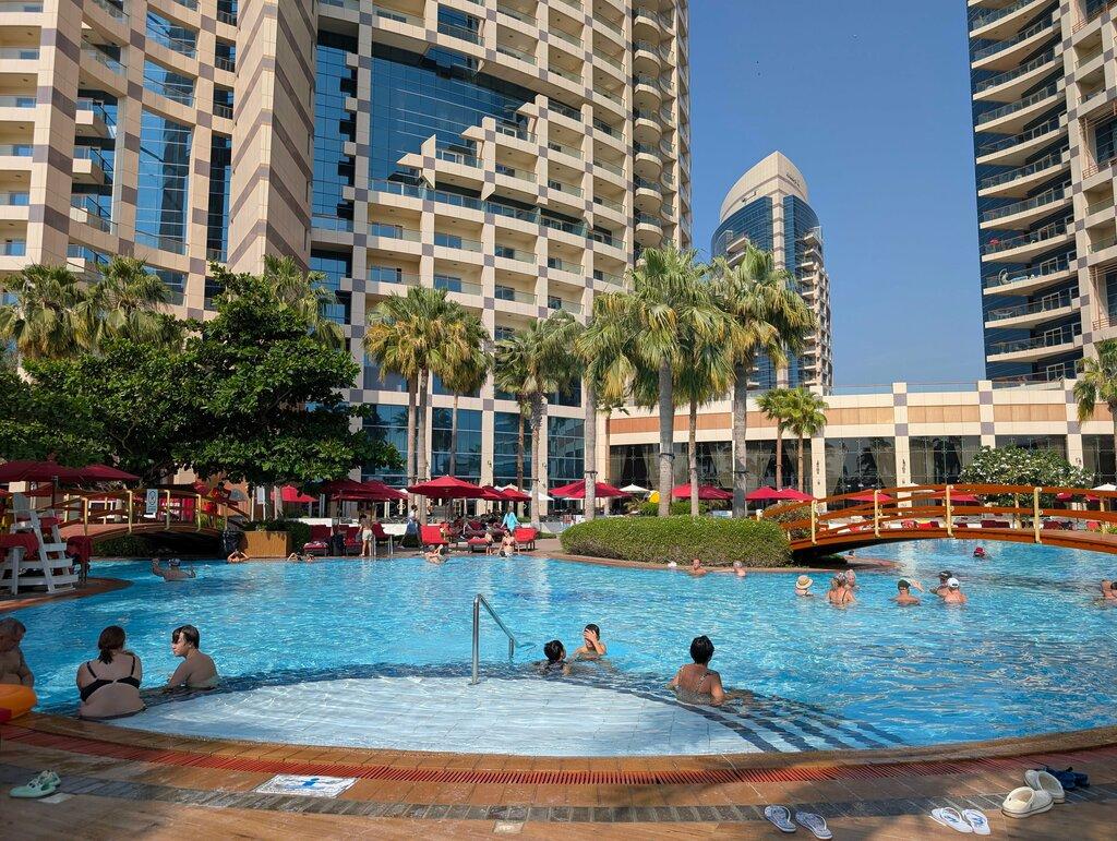 The main swimming pool with the separate children's pool alongside