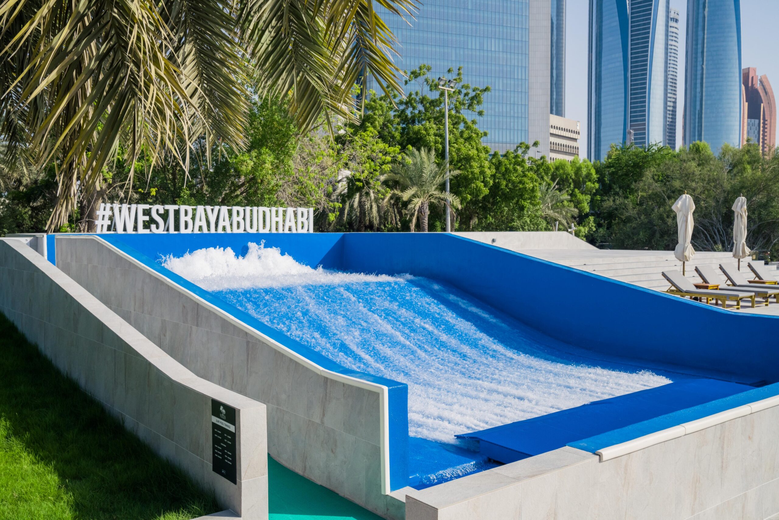 The lazy river and wave pool in the resort water park