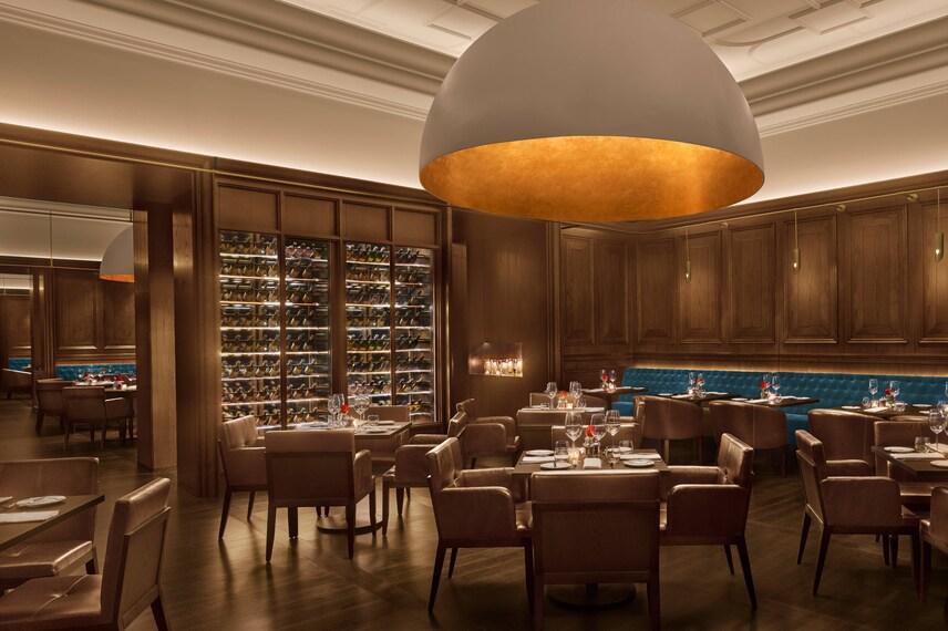 The dining room at Oak Room, the hotel steakhouse