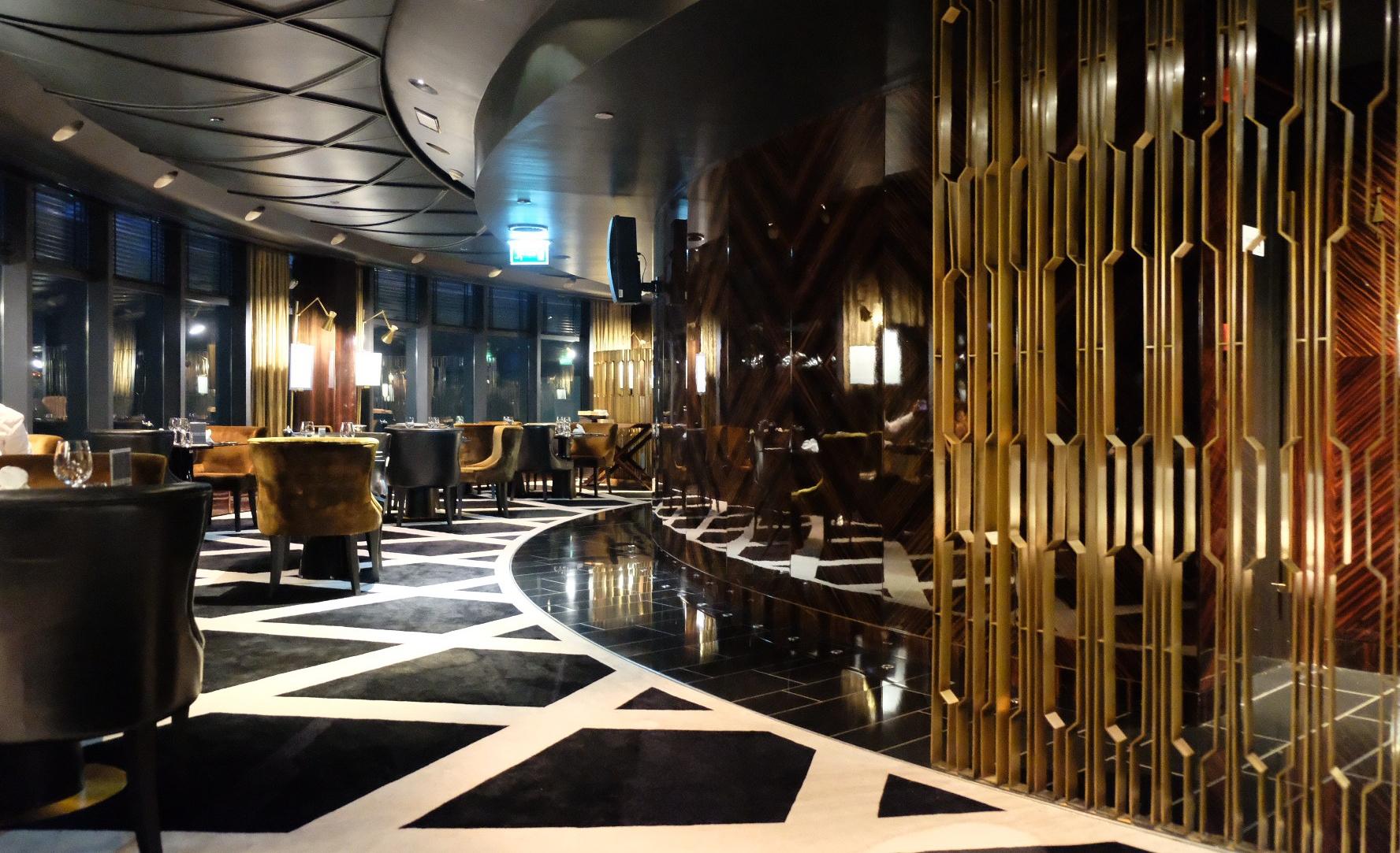 Stratos revolving lounge at the top of the tower with the capital beyond the glass