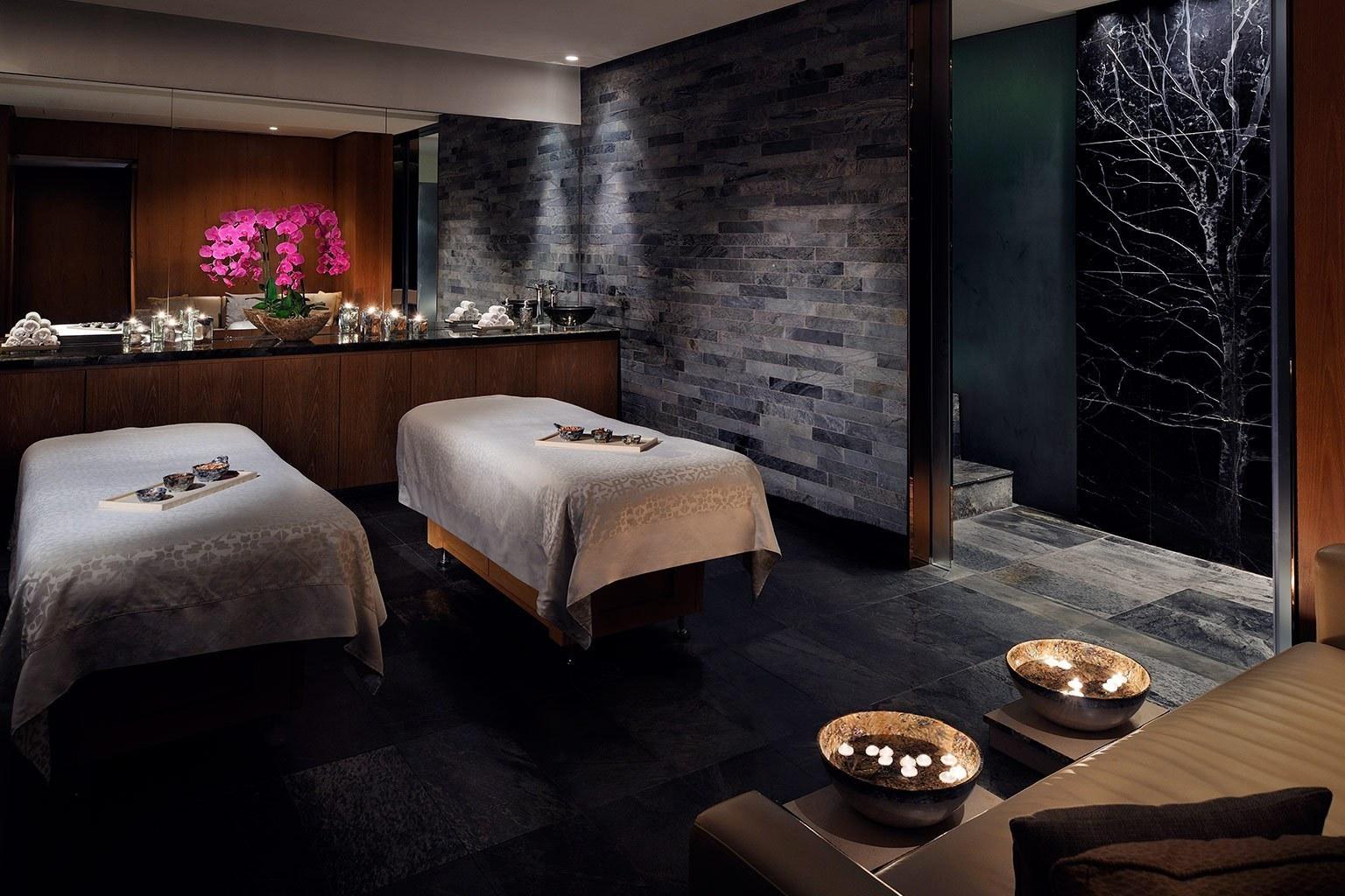 A treatment room at Atarmia Spa opening onto a private terrace