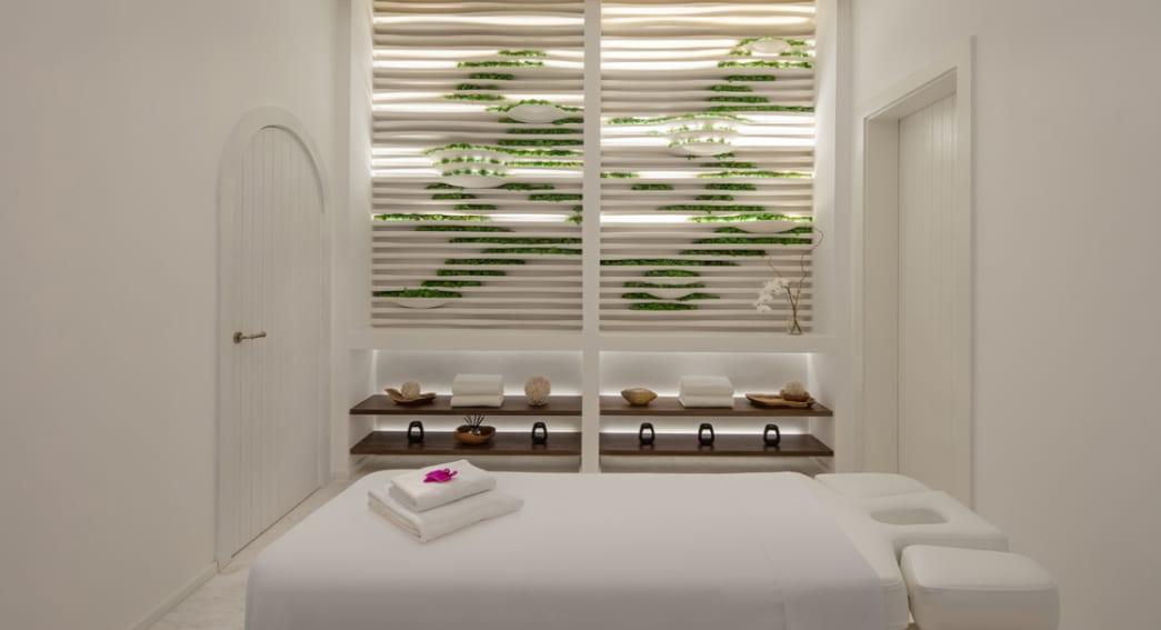A treatment room at Anantara Spa at the Santorini retreat