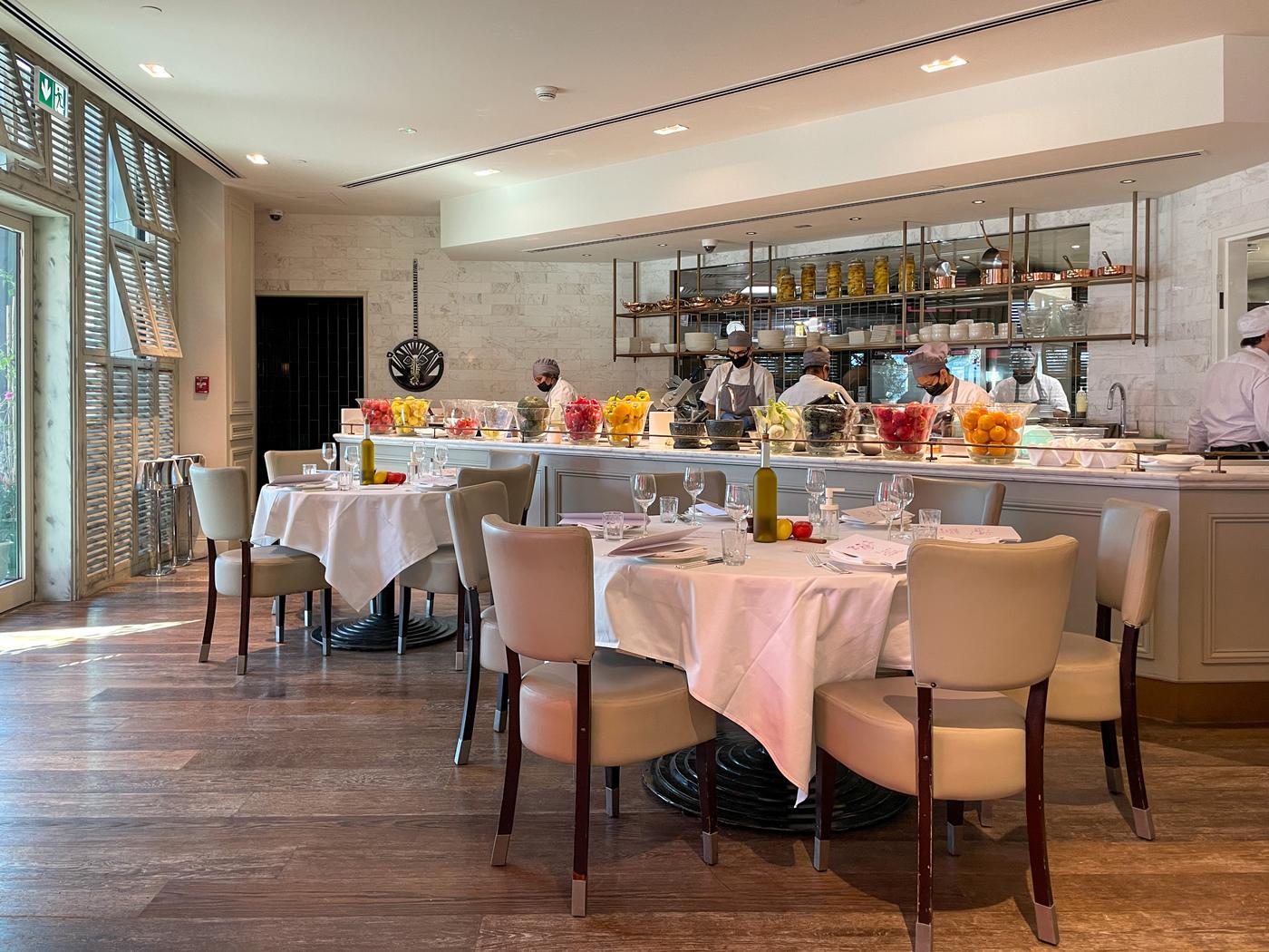 LPM Abu Dhabi terrace and Riviera-inspired table setting at The Galleria