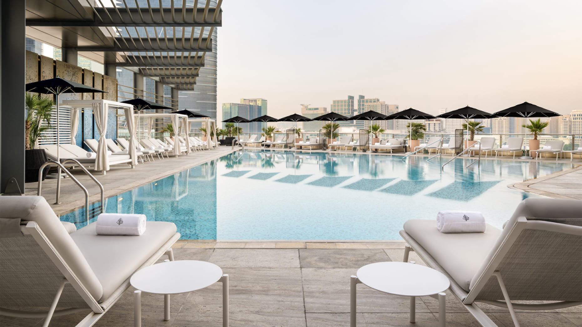 The third floor outdoor lap pool and terrace above Al Maryah Island