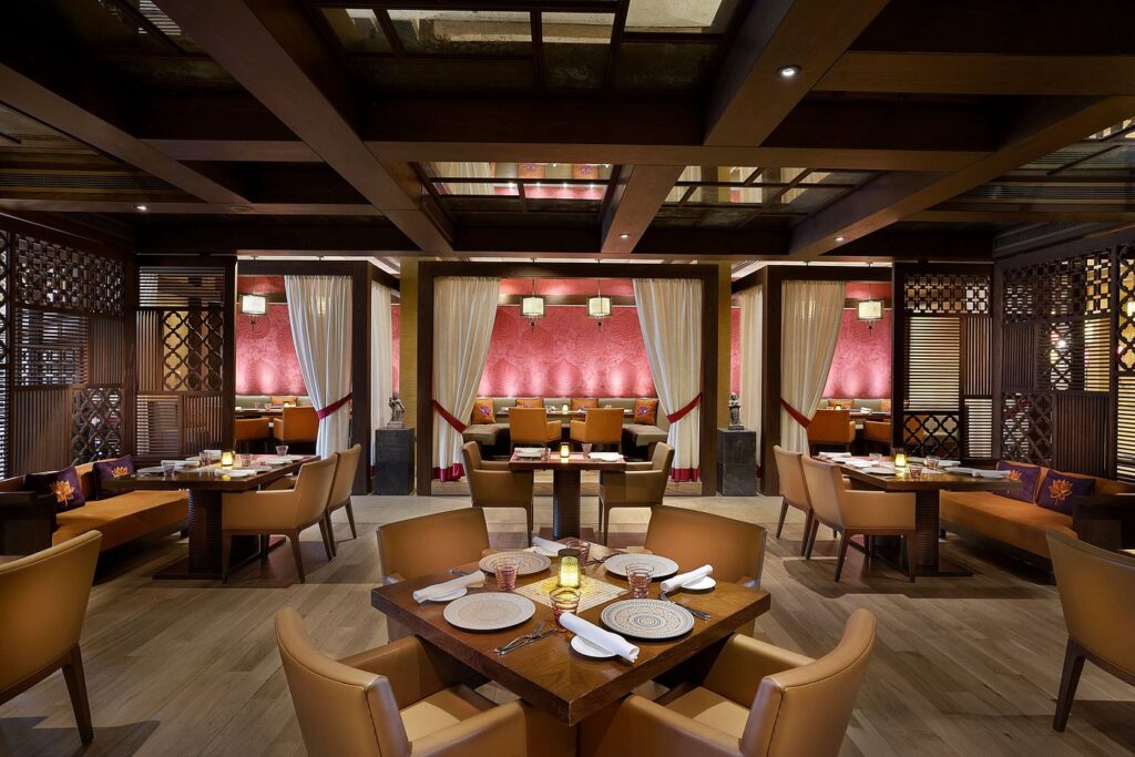 Indigo Indian restaurant interior and show kitchen at Beach Rotana Abu Dhabi