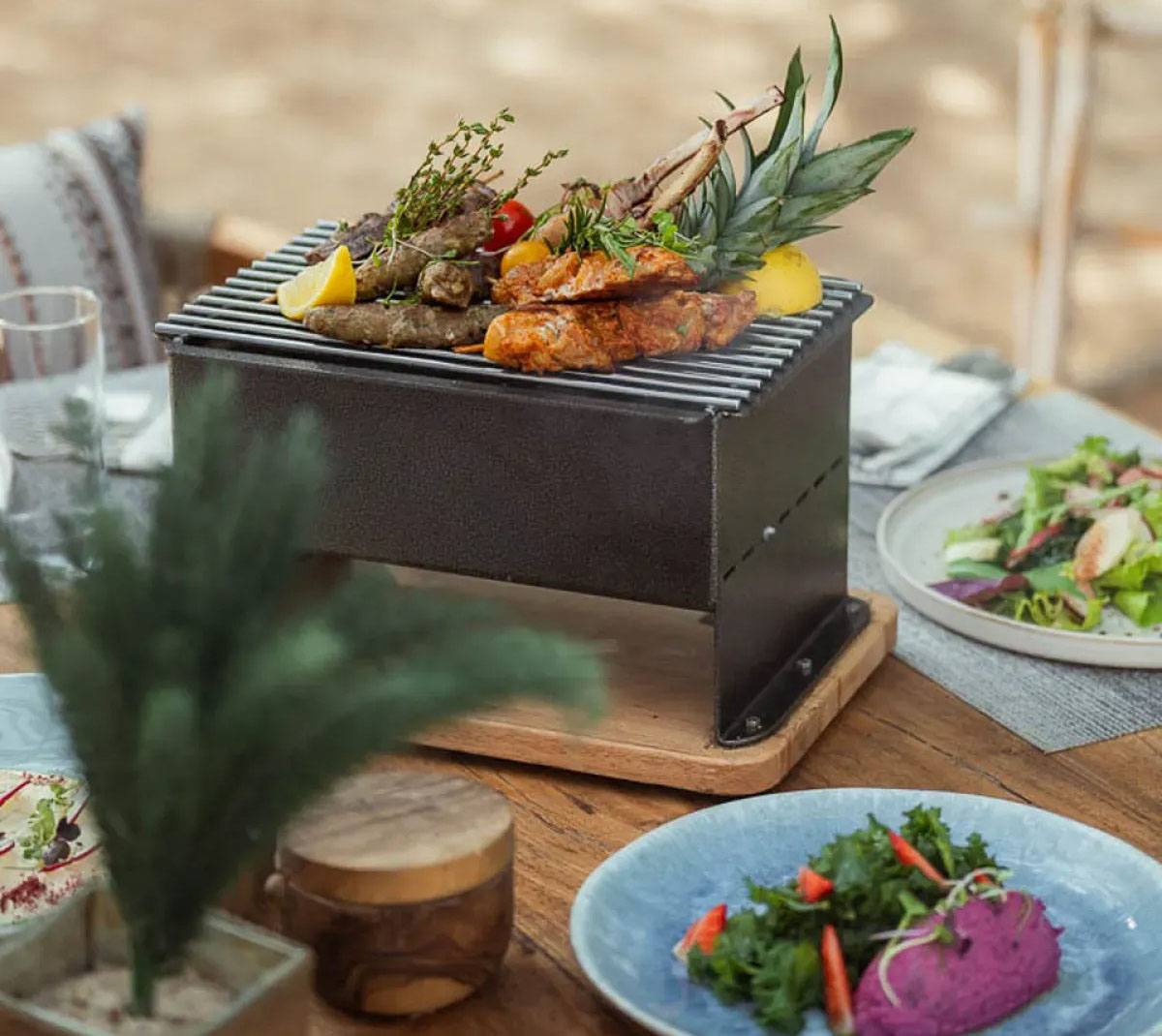 International grill dishes served at 28 Degrees, including mixed grills and shish tawook