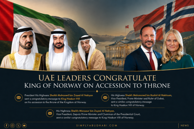 The UAE leadership congratulates King Haakon VIII on his accession to the Norwegian throne.