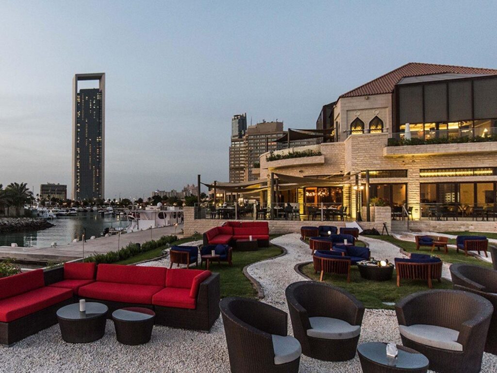 Byblos Sur Mer two-level marina terrace at InterContinental Abu Dhabi