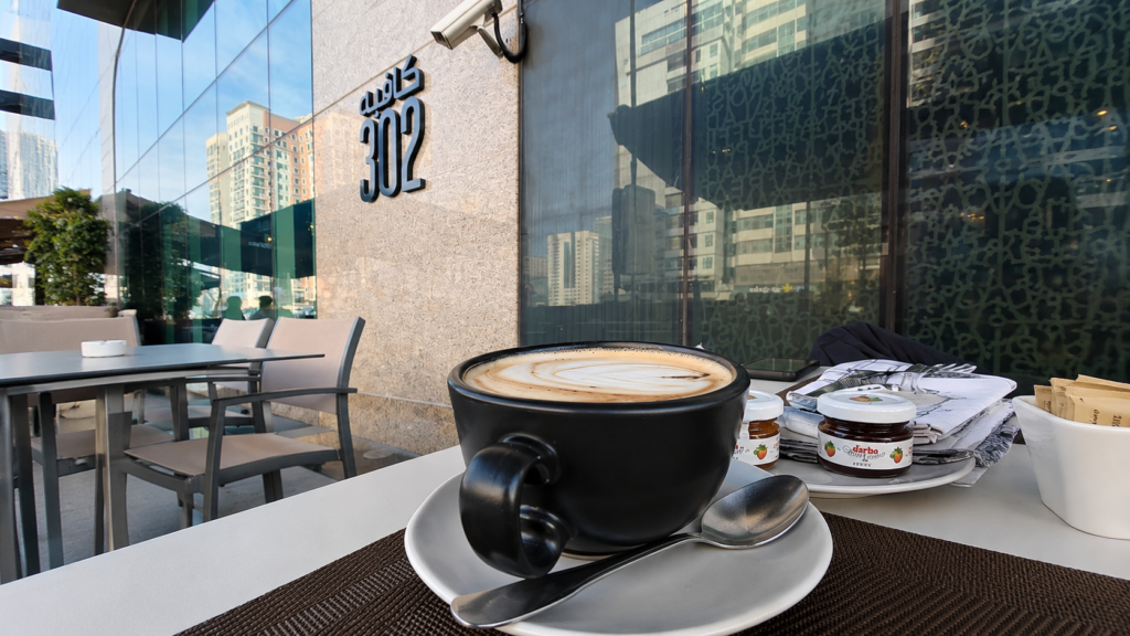 Café 302 relaxed all-day dining room at Al Maha Arjaan by Rotana Abu Dhabi