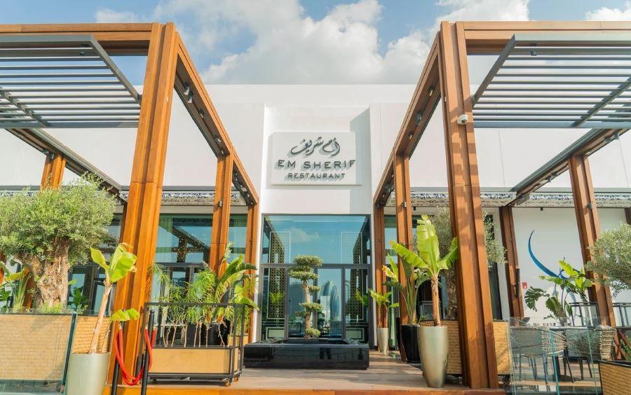 Em Sherif Cafe Abu Dhabi dining terrace on Corniche Road in Al Bateen