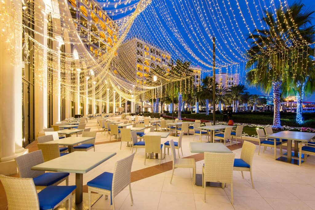Giornotte restaurant and garden terrace at The Ritz-Carlton Abu Dhabi Grand Canal