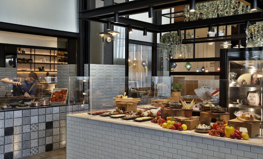 Graphos Social Kitchen live cooking stations at Hilton Abu Dhabi Yas Island