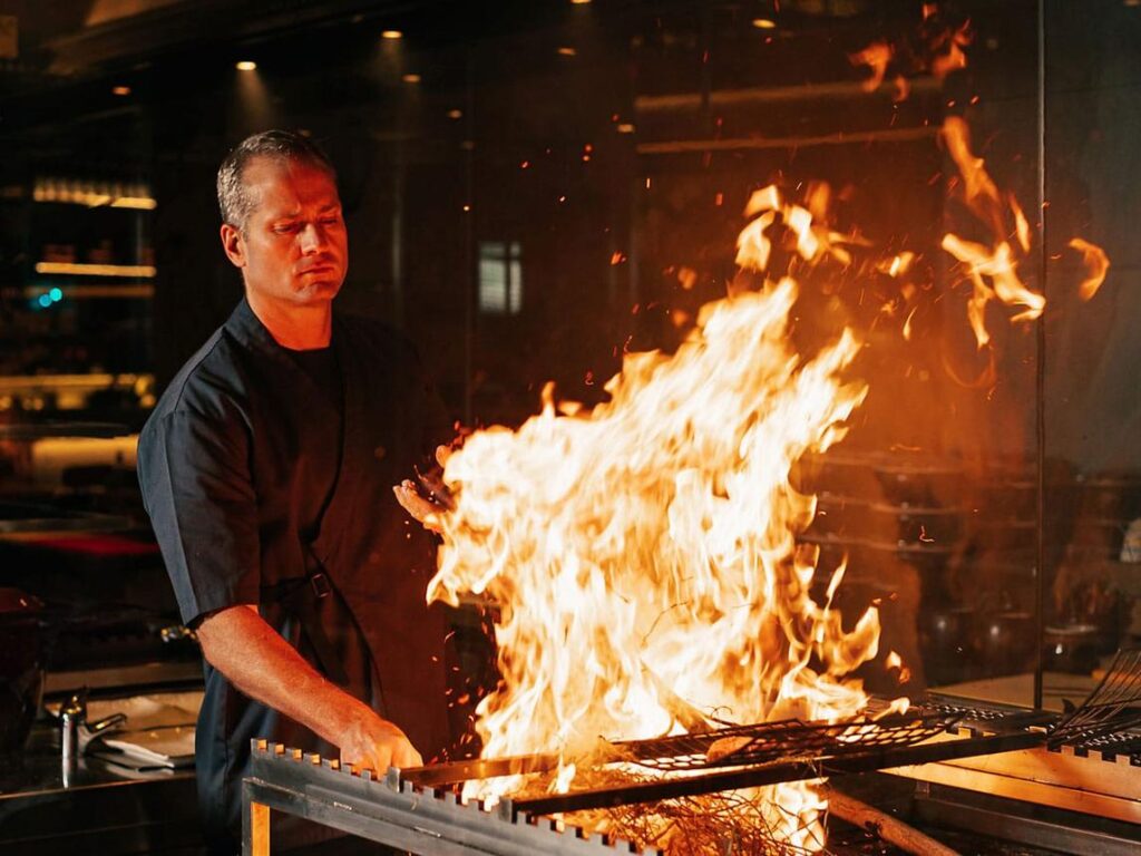Strawfire by Ross Shonhan open Warayaki grill at Emirates Palace Abu Dhabi