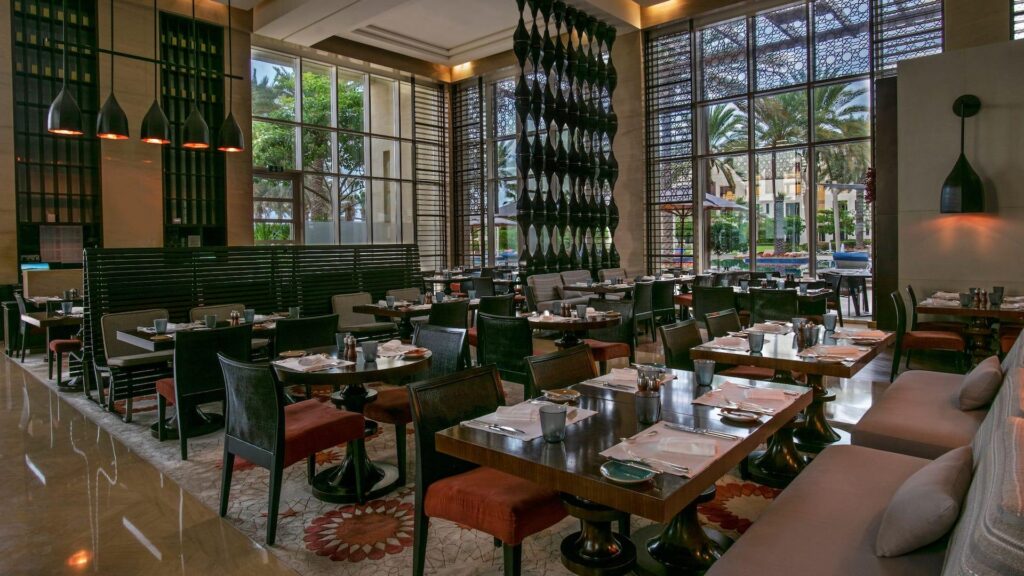 The Cafe dining room and open show kitchen at Park Hyatt Abu Dhabi