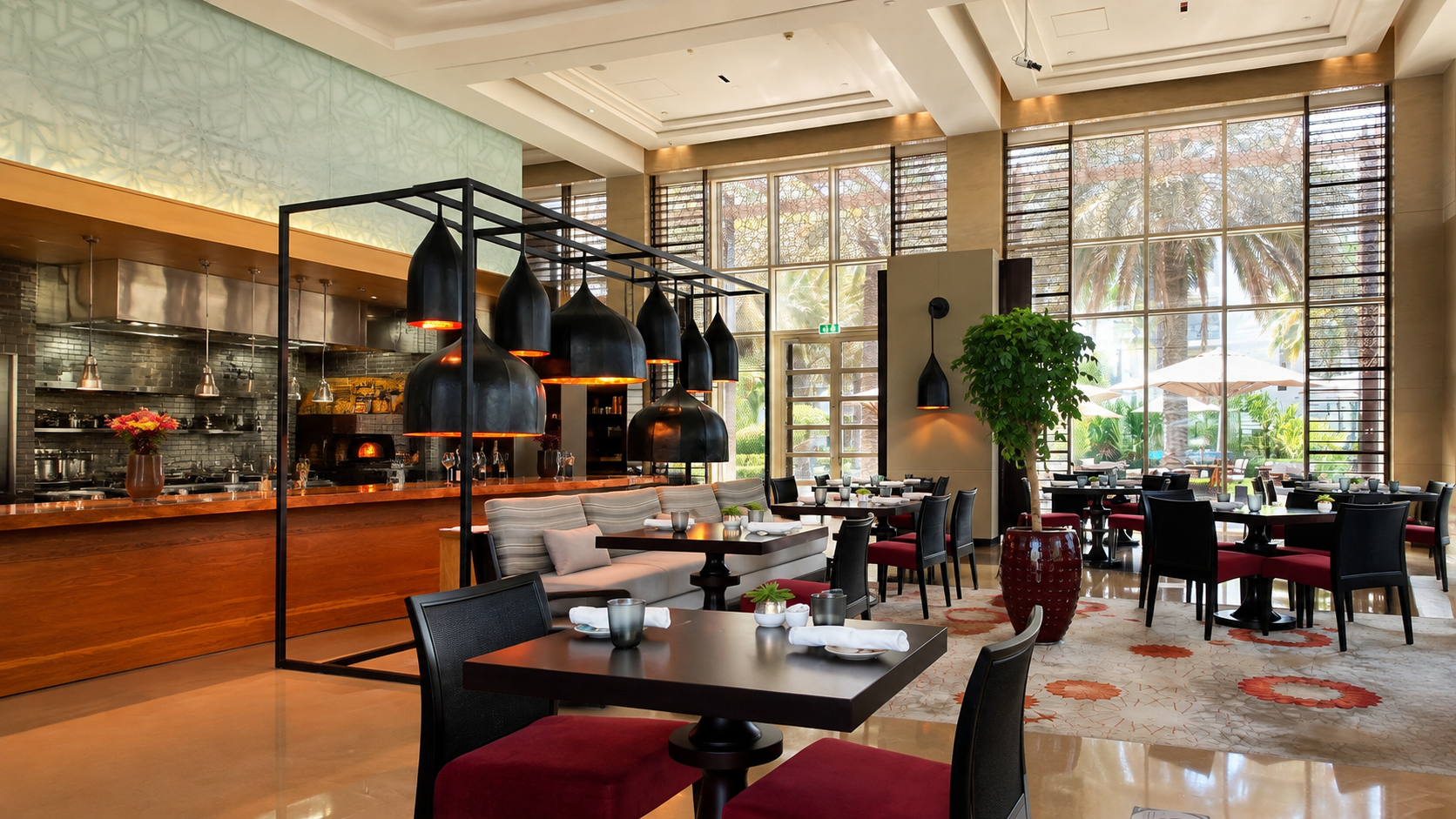 Indoor and outdoor dining at The Cafe Park Hyatt Abu Dhabi