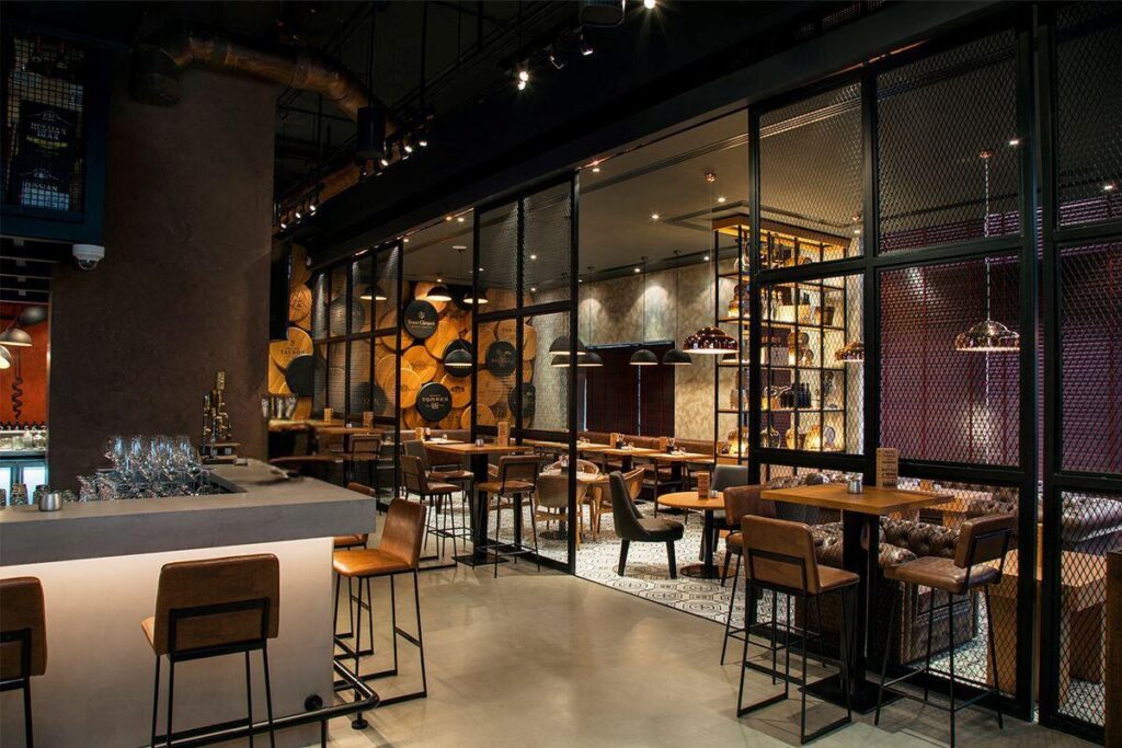 he Warehouse wine and tapas bar interior at Pearl Rotana Capital Centre Abu Dhabi