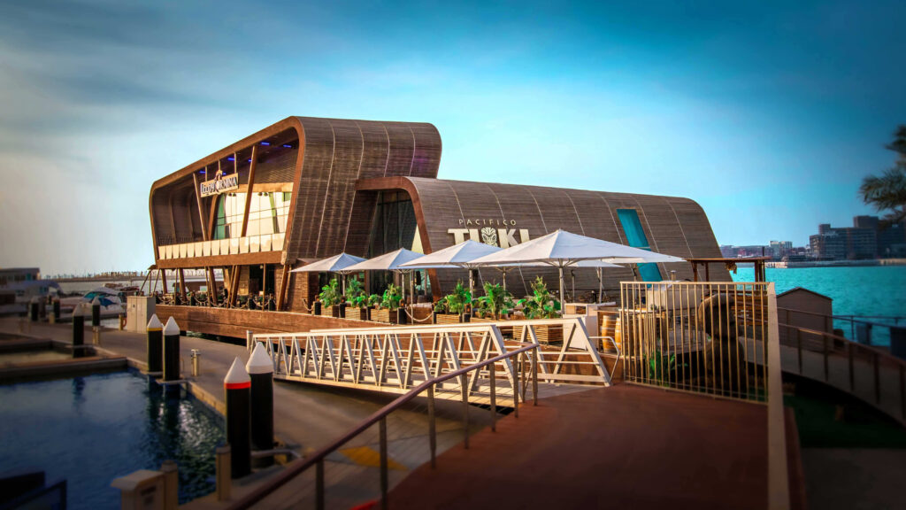 Tiki Pacifico Dining and Lounge overlooking Al Bandar Marina Abu Dhabi