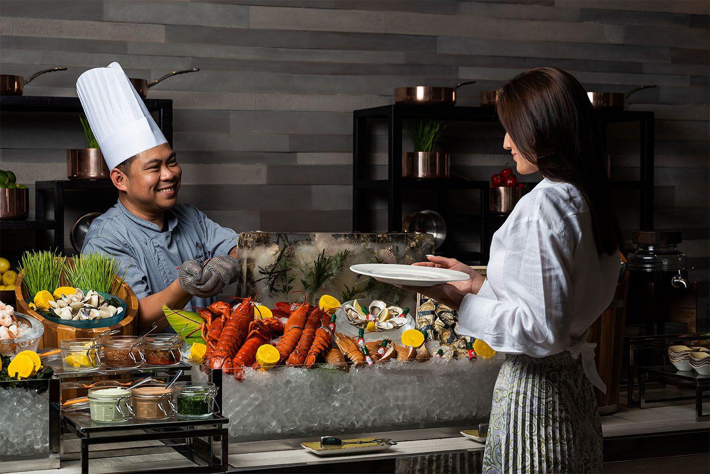 Saturday Best Brunch buffet with seafood and international dishes at Crust Abu Dhabi