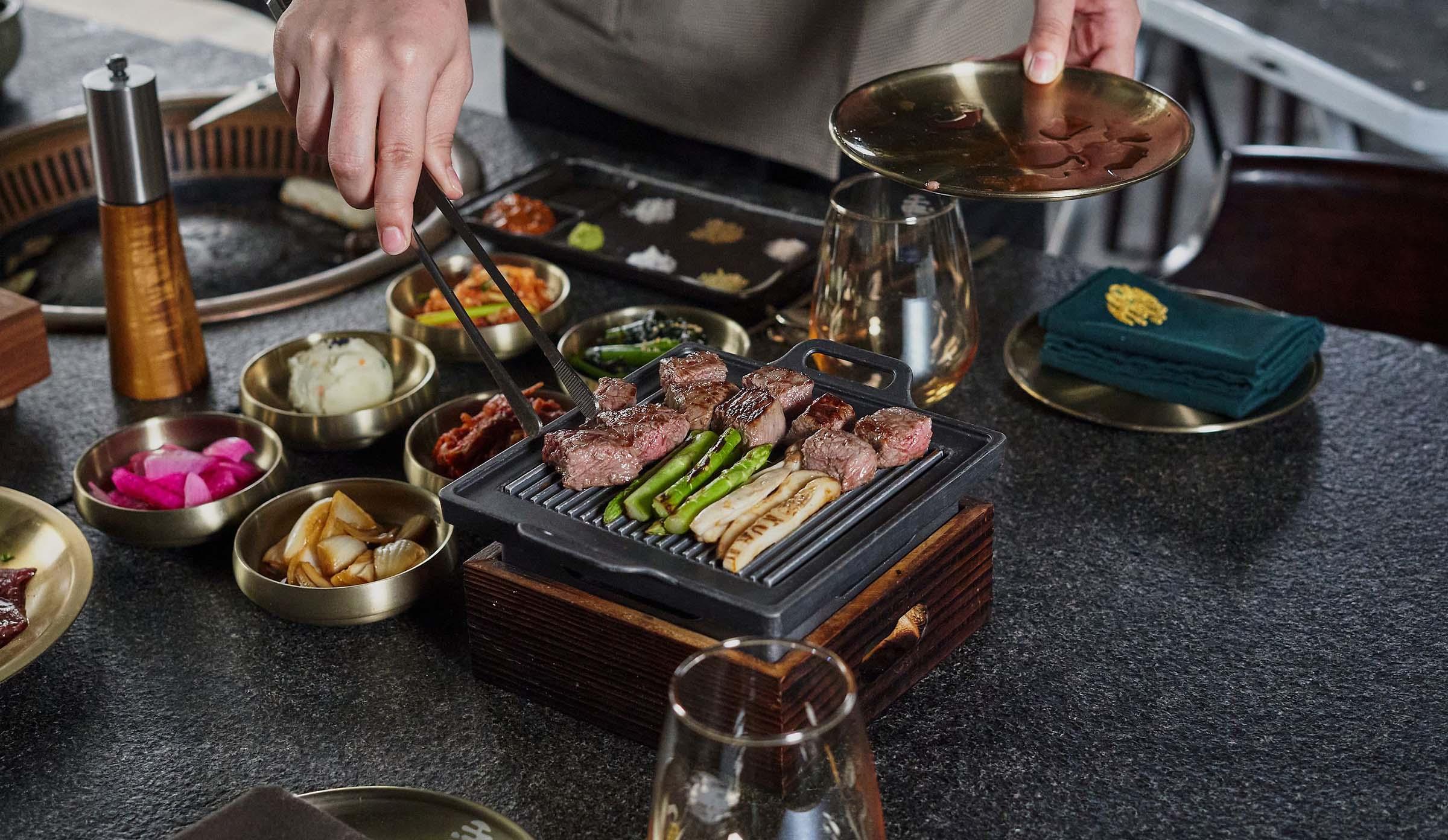 Korean barbecue and banchan formerly served at TAON Abu Dhabi