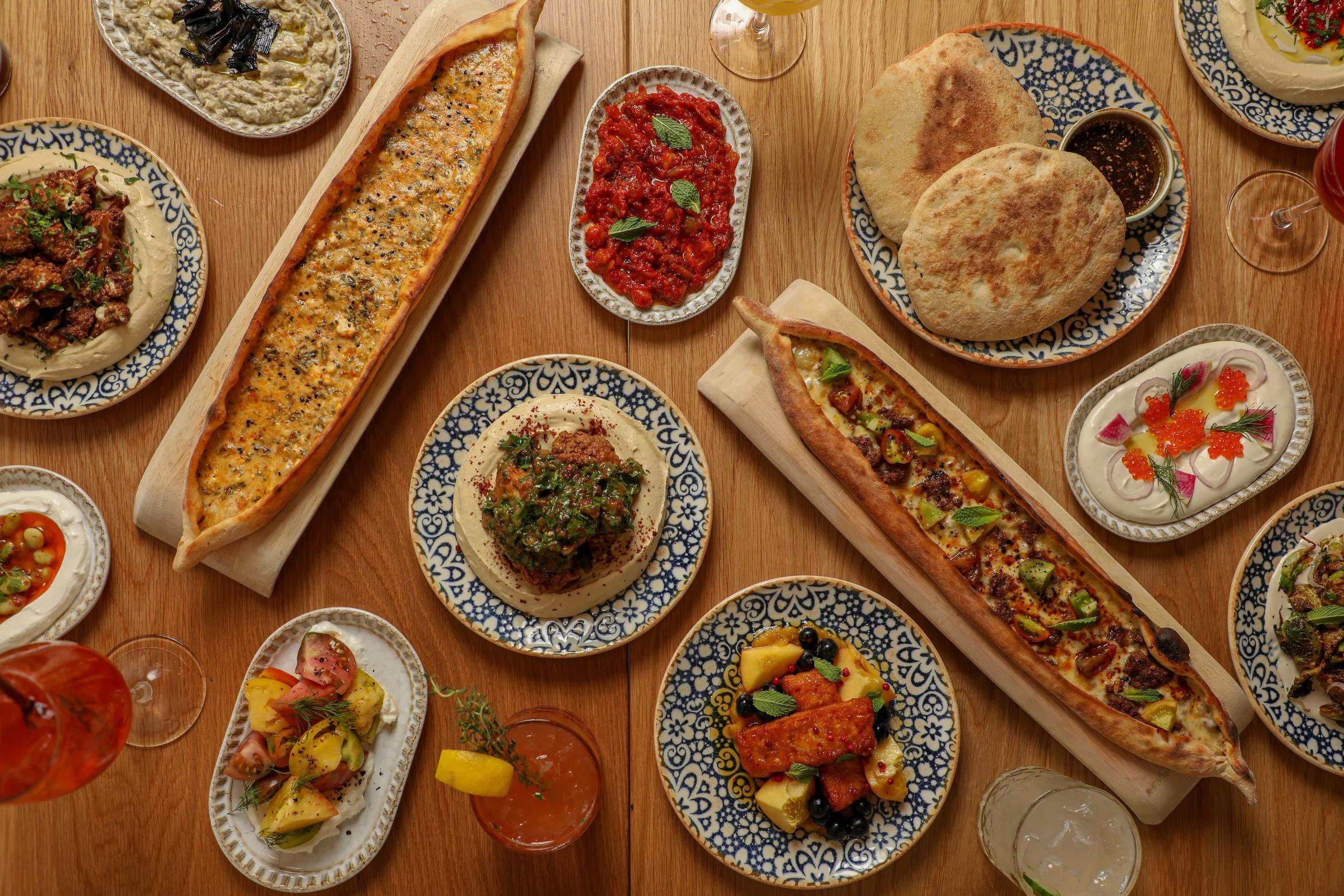 Levantine mezze and freshly baked bread at Tean Abu Dhabi