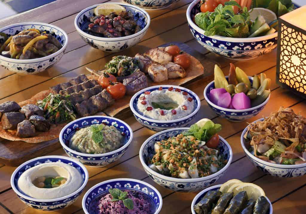 Middle Eastern mezze breads and grilled dishes at The Cafe Saadiyat Island