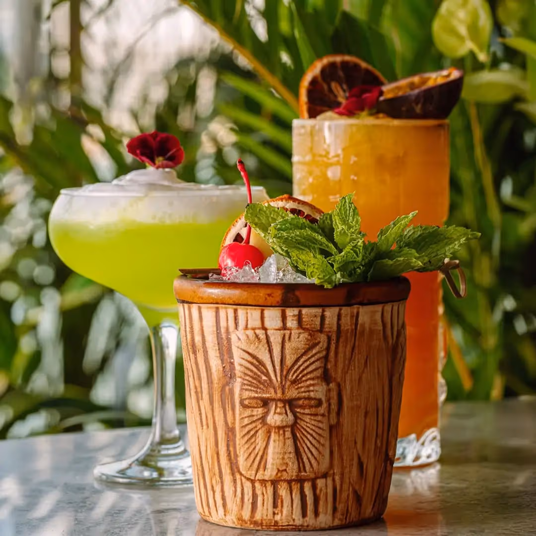 Polynesian-inspired sharing food and tropical drinks at Tiki Pacifico