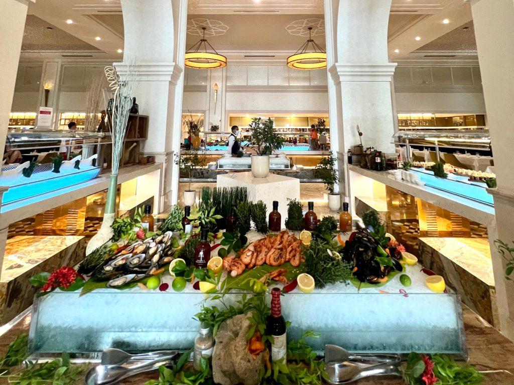 International buffet and live cooking stations at Turquoise Saadiyat