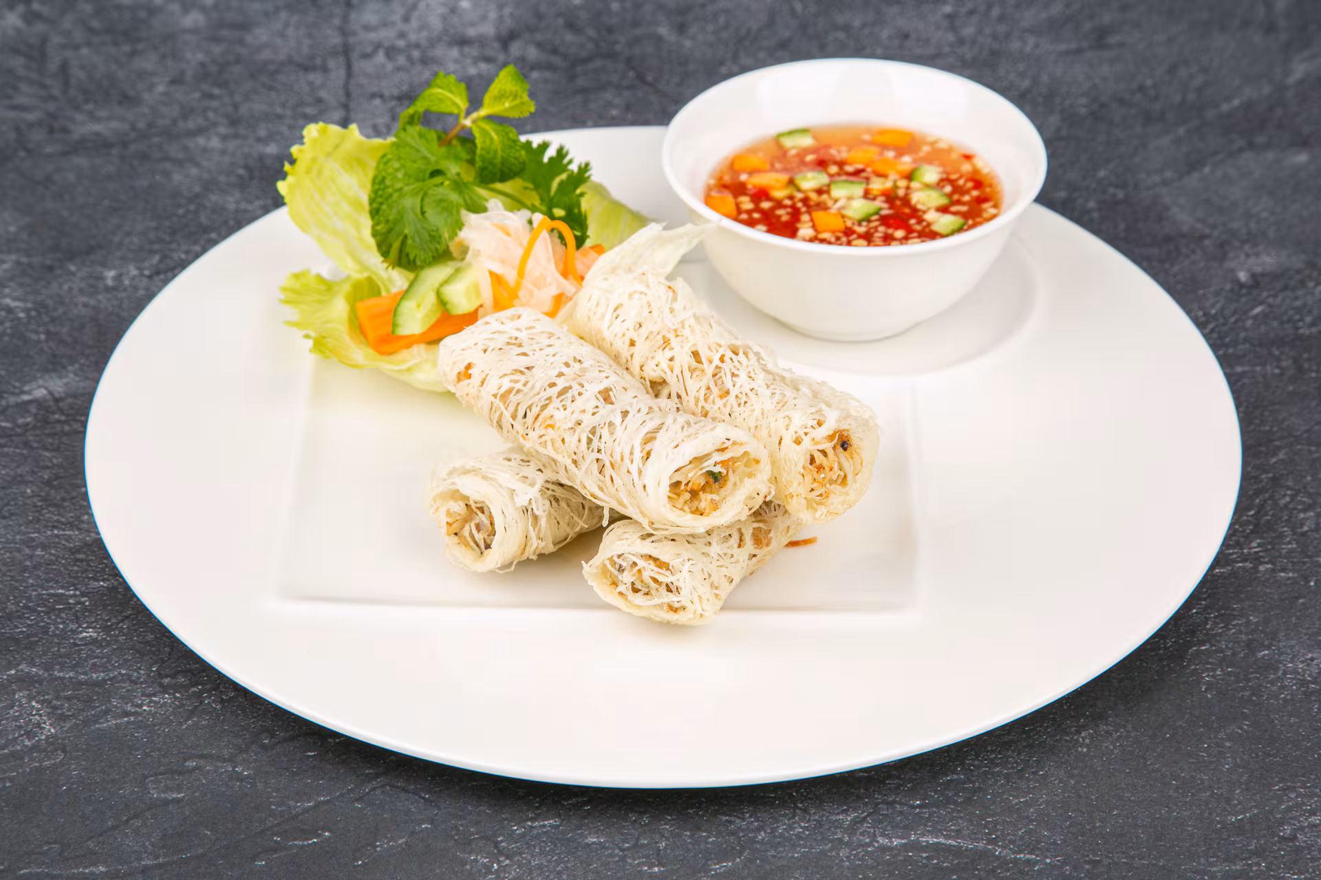 Beef pho fresh spring rolls and banh mi at Vietnamese Pho Reem Island