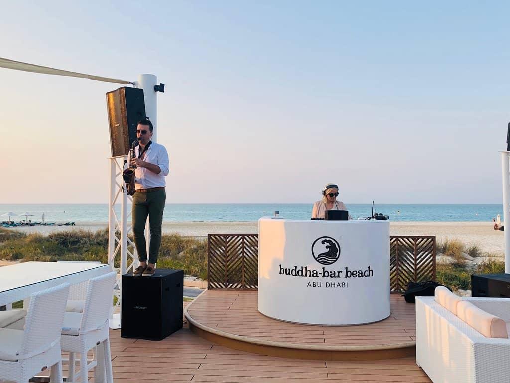 Evening cocktails, DJ and beach atmosphere at Buddha-Bar Beach Saadiyat Island
