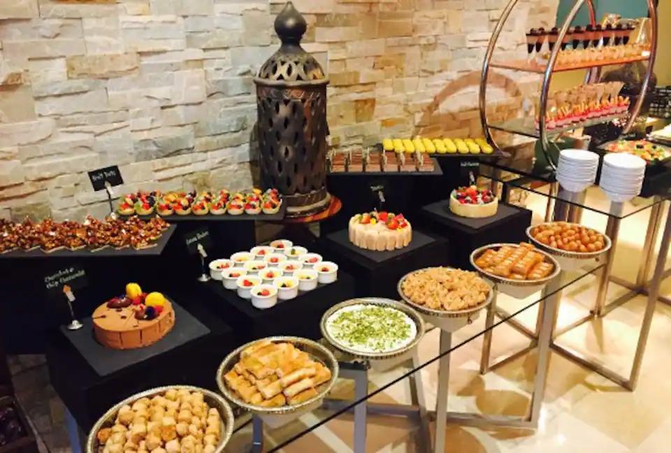 Dessert buffet with pastries, cakes and tarts at Choices Abu Dhabi