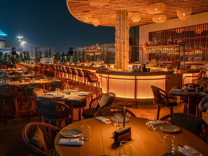 Pisco Bar and waterfront evening atmosphere at COYA Abu Dhabi