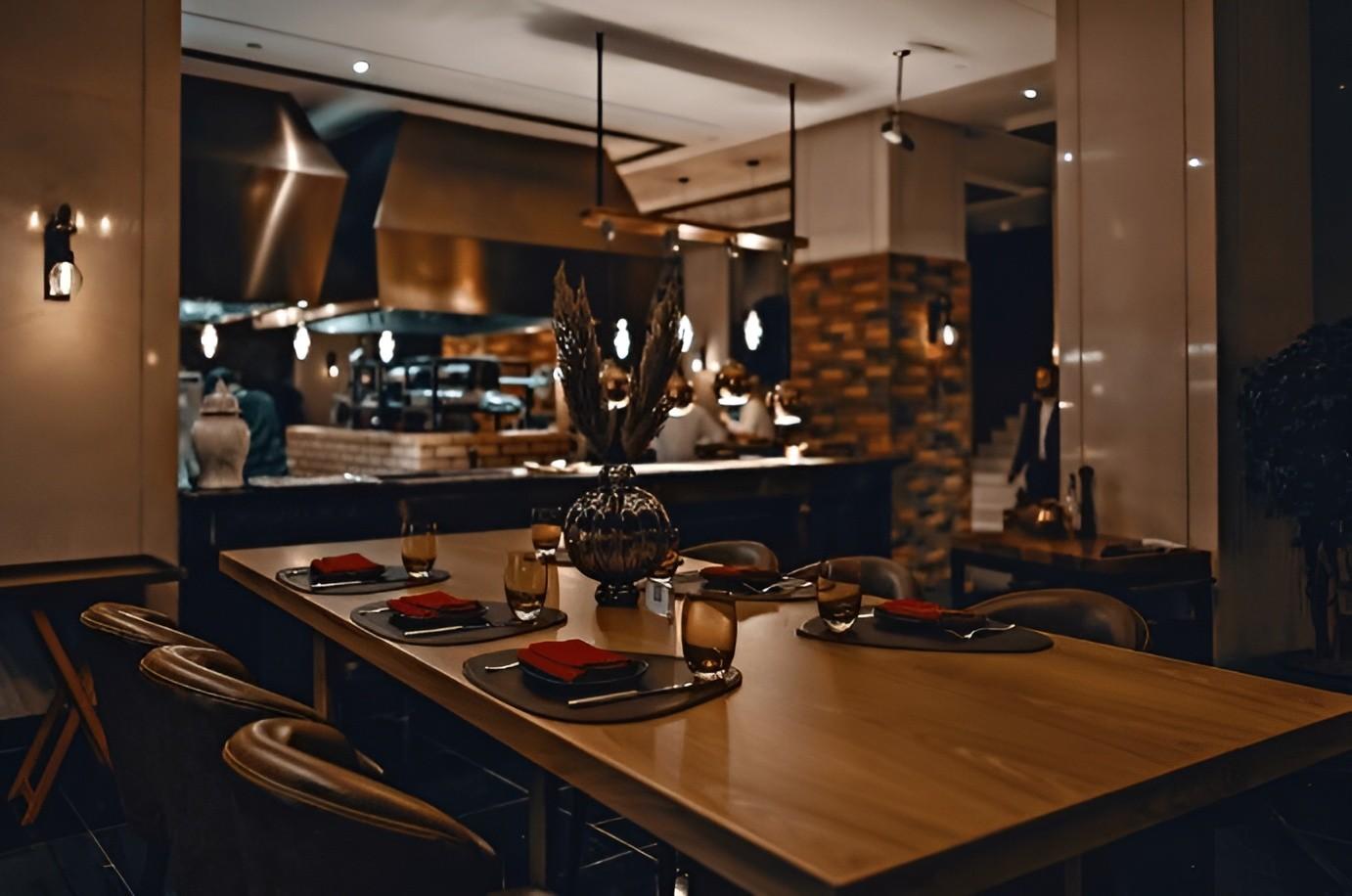 Maté restaurant dining room and grill counter at Park Hyatt Abu Dhabi