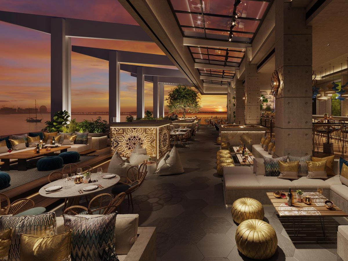 Sunset terrace and evening atmosphere at Siddharta Lounge by Buddha-Bar