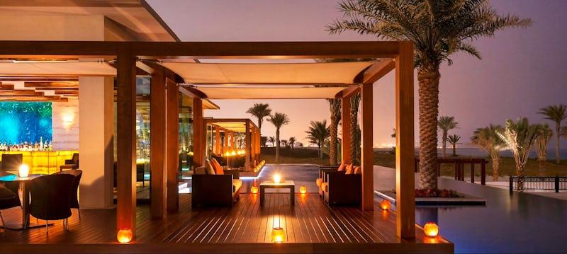 Sontaya terrace overlooking Saadiyat Beach and the Arabian Gulf