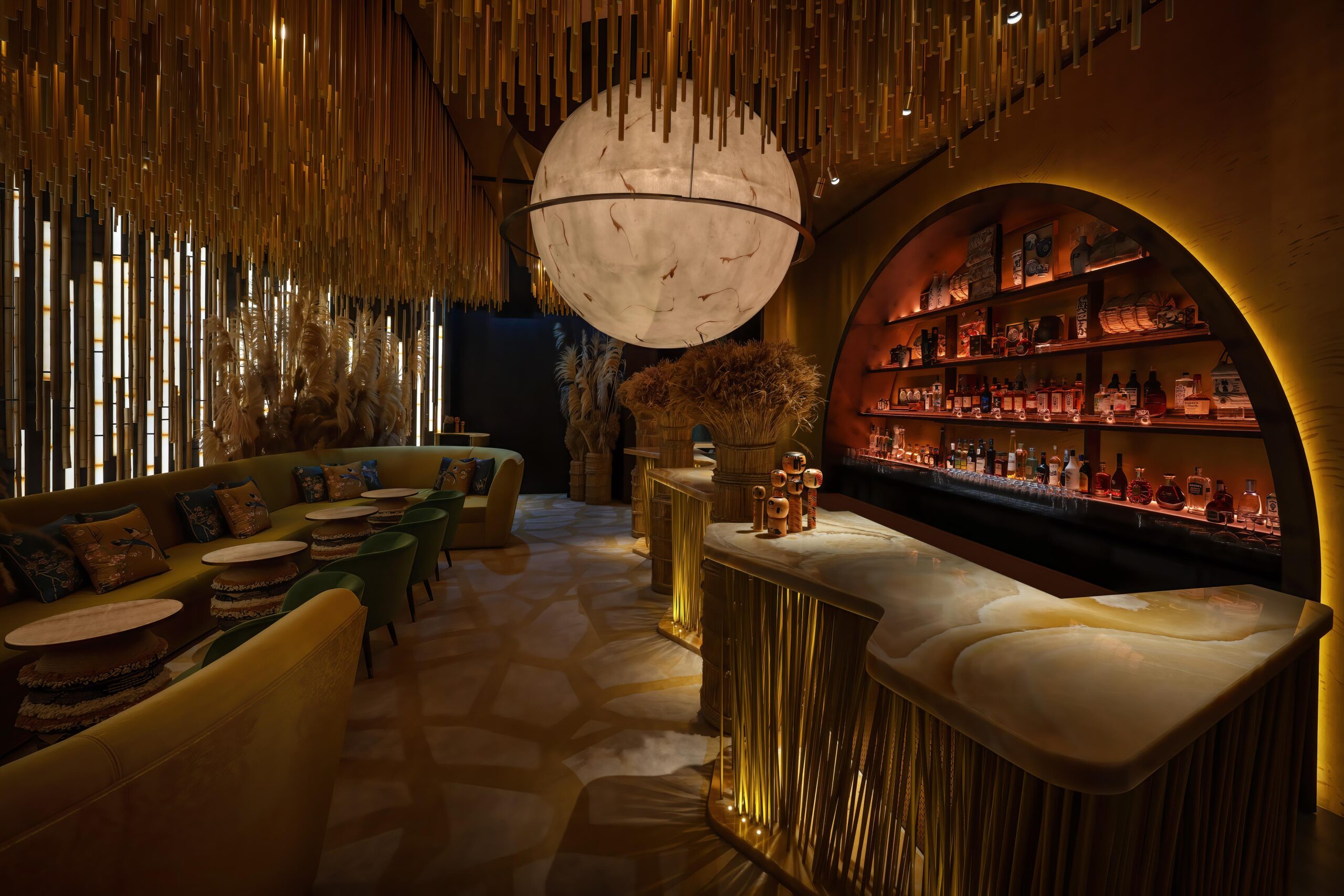 Tsukimi Lounge and Japanese-inspired dining room at Strawfire Emirates Palace
