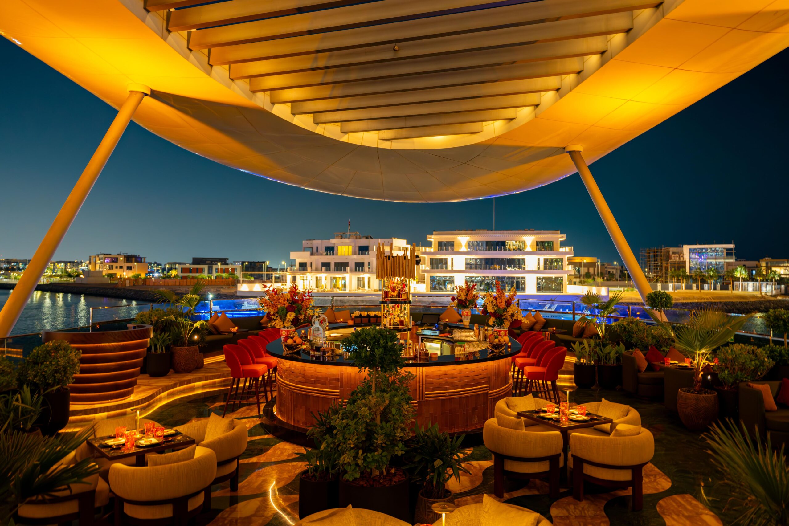 SUSHISAMBA Abu Dhabi terrace overlooking the Corniche waters
