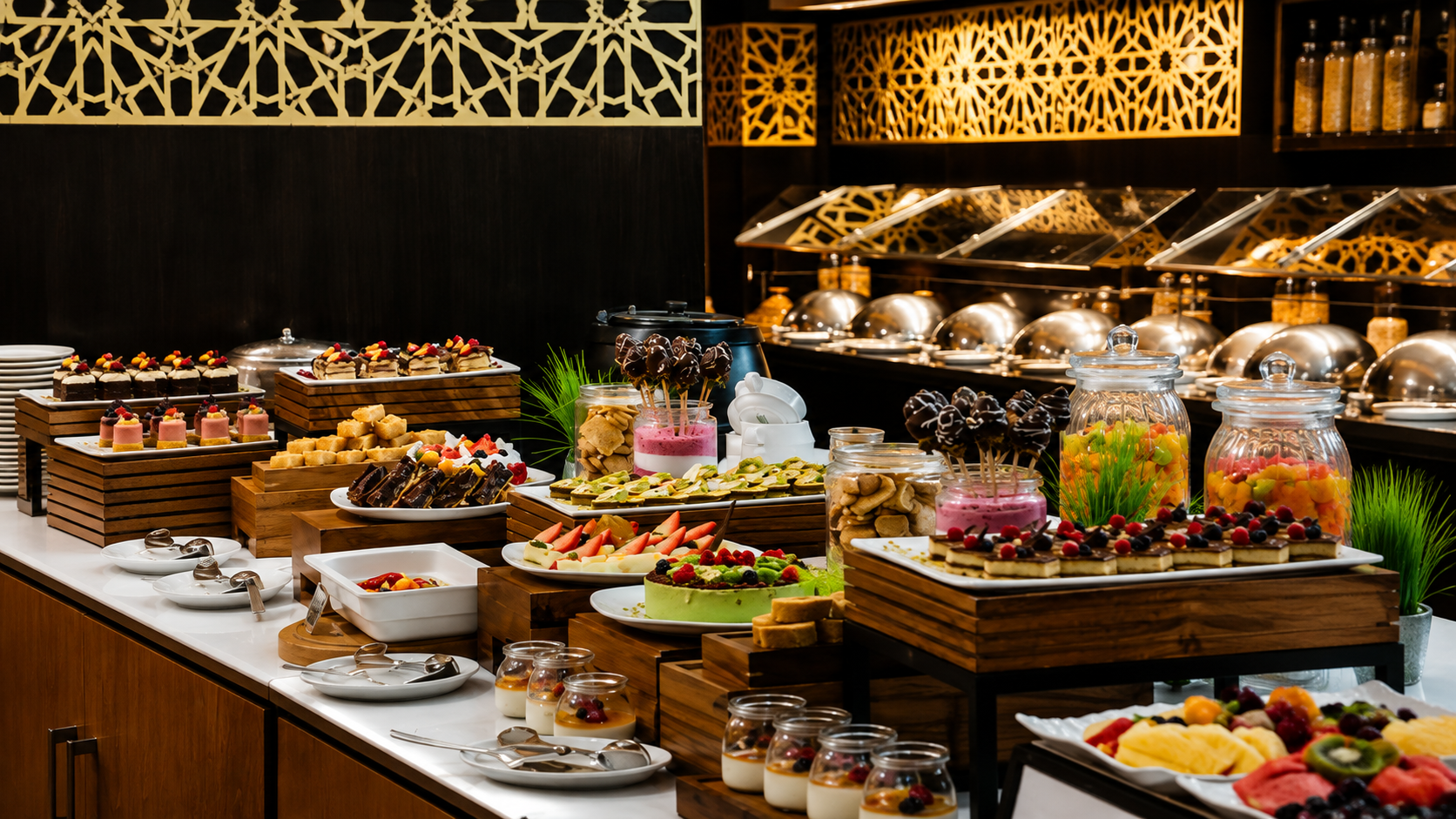 Breakfast lunch and dinner buffet presentation at Metropolitan Al Mafraq Hotel